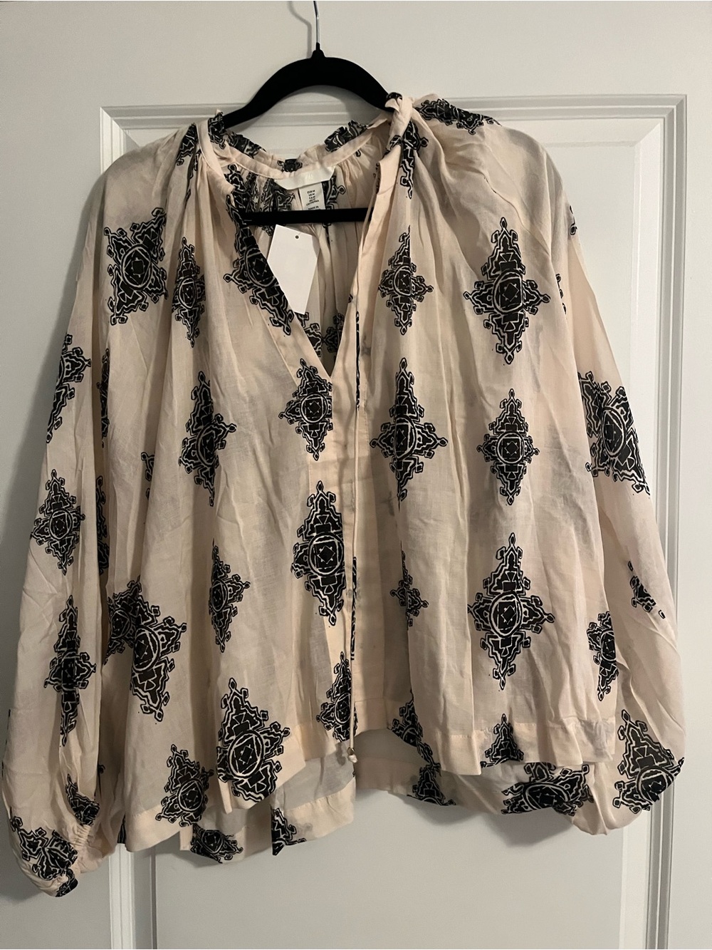 H&M Boho Printed Peasant Blouse